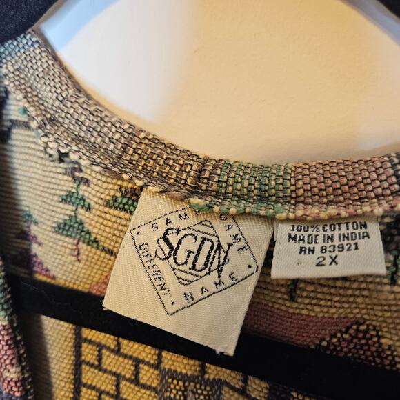 SGDN Same Game DIfferent Name VTG Nordic Fairisle vest sz 2X fringe - Picture 5 of 6